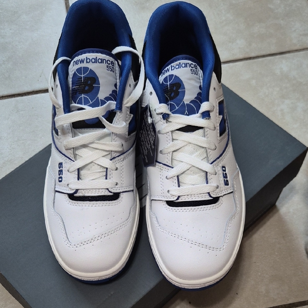 New Balance 550 White and Blue Sneakers